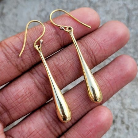 Drop dangle earring With 22k gold plated, Brass handmade jewelry